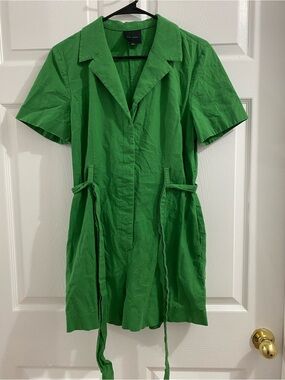Alex Marie Bright Green Button-Front Romper shorts